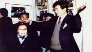 Mr. Li Hongzhi providing qigong treatment to the attendees of Asia Health Expo 1992 in Beijing.